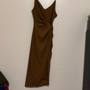 H&M. Size 10. Brown dress with left side knot .